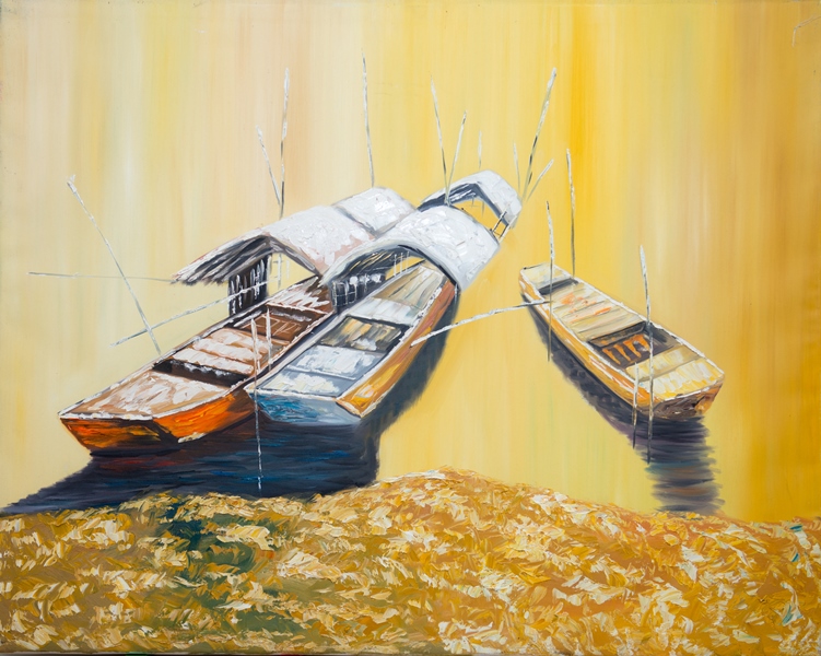 Tranh Sơn Dầu Thuyền Đợi Chờ